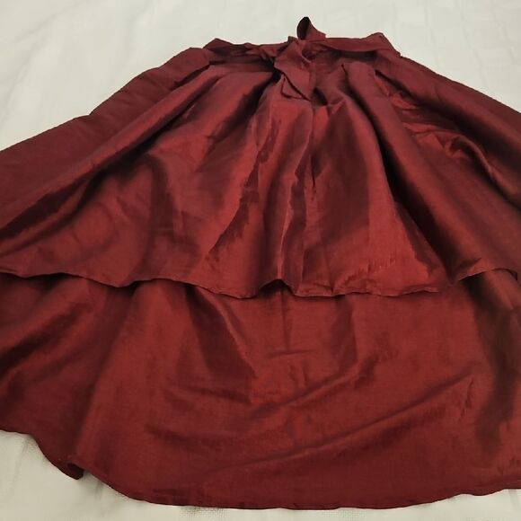 Revamped Burgundy Maxi High Low Skirt with Tie Front - Picture 15 of 16